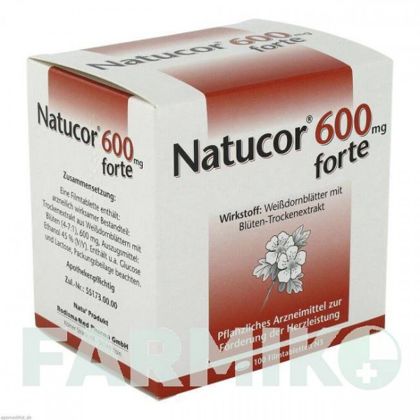 НАТУКОР (NATUCOR) 600 мг таблетки 100 шт - Листя глоду RODISMA-MED PHARMA