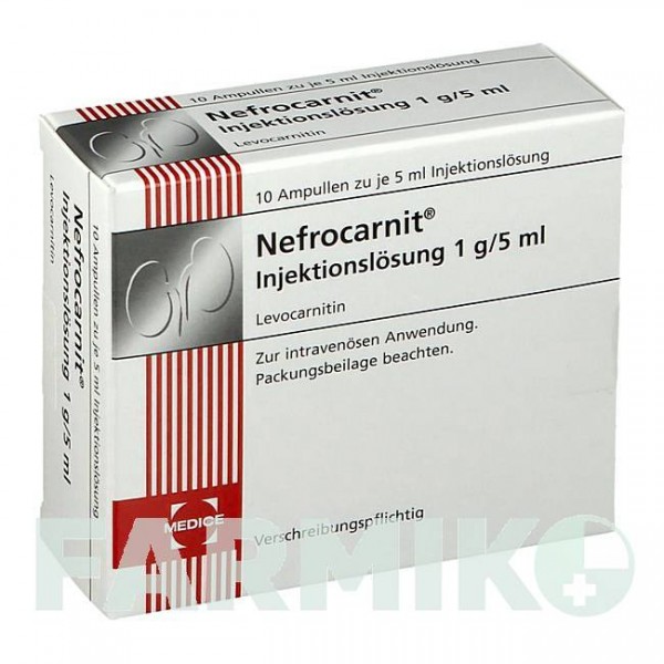 НЕФРОКАРНІТ (NEFROCARNIT) ампули 10 шт - Левокарнітин MEDICE PUTTER