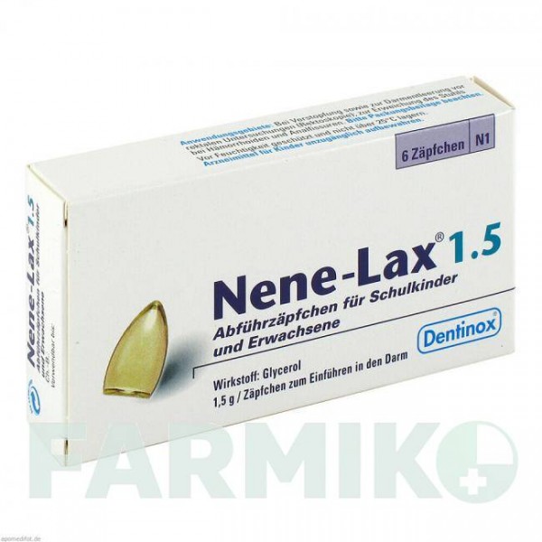 НЕНЕ ЛАКС (NENE LAX) 1,5 суппозитории 6 шт - Глицерин DENTINOX GESELLSCHAFT