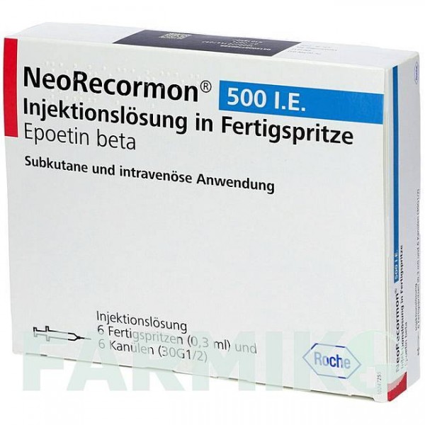 НЕОРЕКОРМОН (NEORECORMON) 500 МЕ раствор 6 шт - Эритропоэтин ROCHE