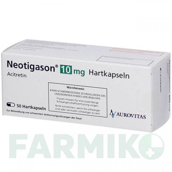 НЕОТИГАЗОН (NEOTIGASON) 10 мг капсули 50 шт - Ацитретин 1 0 1 CAREFARM