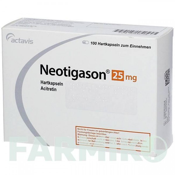 НЕОТИГАЗОН (NEOTIGASON) 25 капсулы 100 шт - Ацитретин ACA MULLER-ADAG PHARMA