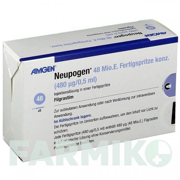 НЕЙПОГЕН (NEUPOGEN) 48 млн 480 мкг/0,5 мл шприци 5 шт - Філграстим AMGEN