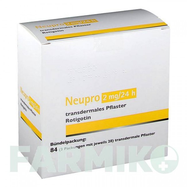 НЬЮПРО (NEUPRO) 2 мг/24 ч пластырь 84 шт - Ротиготин ALLOMEDIC