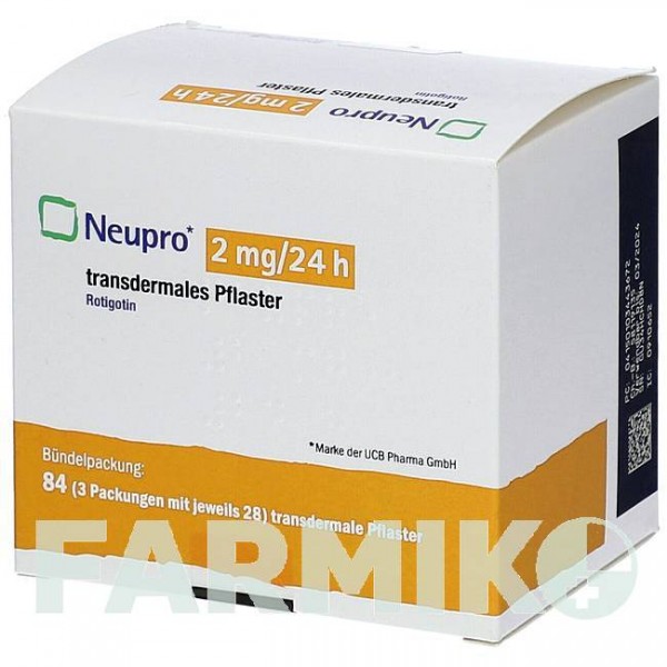 НЬЮПРО (NEUPRO) 2 мг/24 ч пластырь 7 шт - Ротиготин EMRA-MED