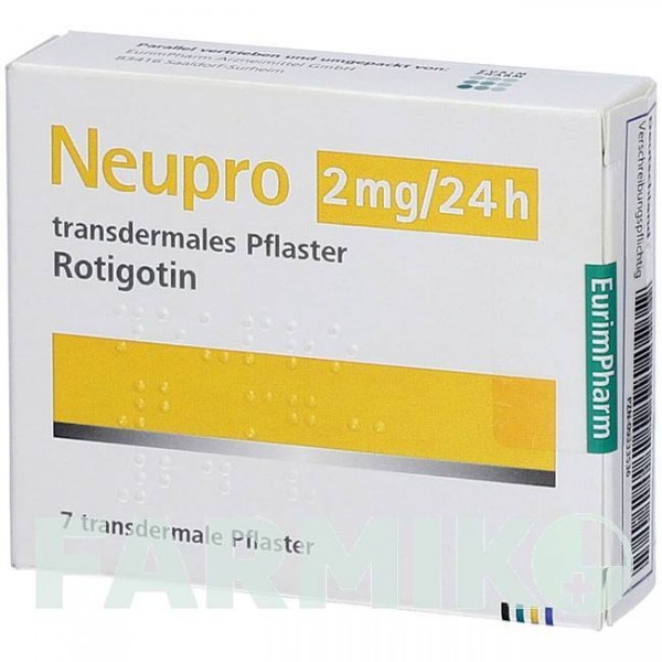 НЬЮПРО (NEUPRO) 2 мг/24 ч пластырь 7 шт - Ротиготин EURIMPHARM