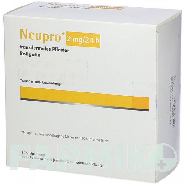 НЬЮПРО (NEUPRO) 2 мг/24 ч пластырь 84 шт - Ротиготин KOHLPHARMA