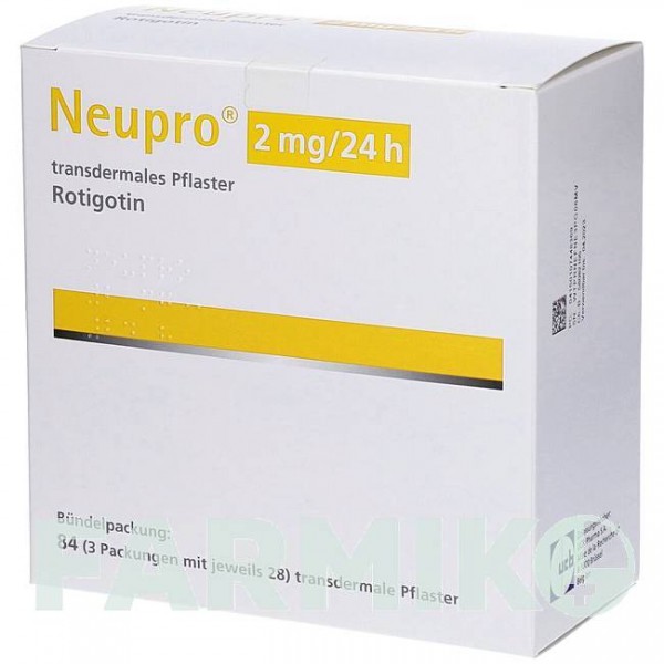НЬЮПРО (NEUPRO) 2 мг/24 ч пластырь 84 шт - Ротиготин ORIFARM