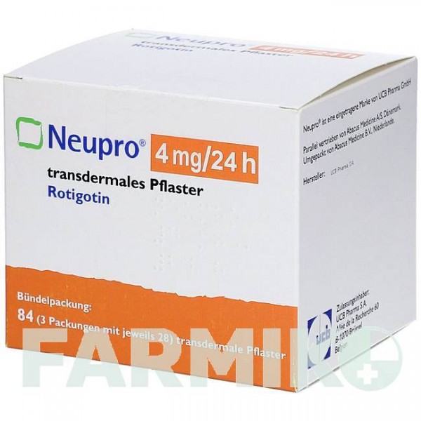 НЬЮПРО (NEUPRO) 4 мг/24 ч пластырь 84 шт - Ротиготин ABACUS MEDICINE