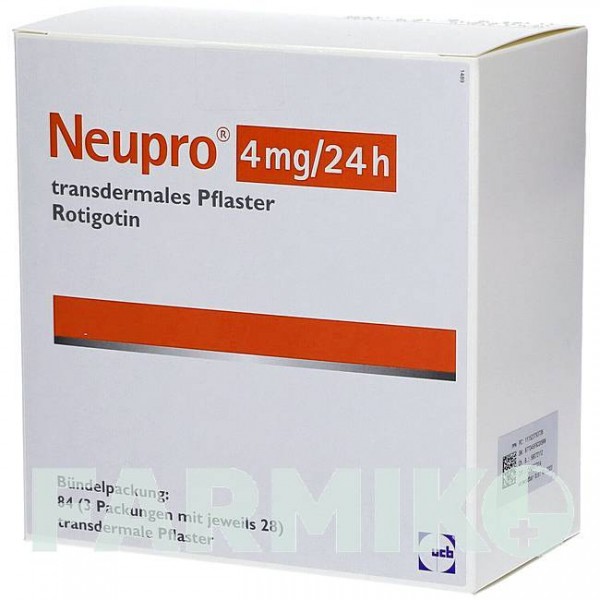 НЬЮПРО (NEUPRO) 4 мг/24 ч пластырь 84 шт - Ротиготин CC PHARMA