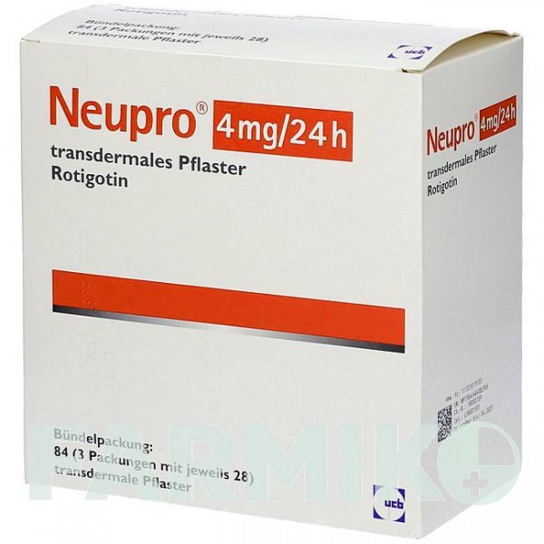 НЬЮПРО (NEUPRO) 4 мг/24 ч пластырь 84 шт - Ротиготин DOCPHARM