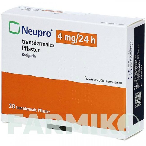 НЬЮПРО (NEUPRO) 4 мг/24 ч пластырь 84 шт - Ротиготин EMRA-MED