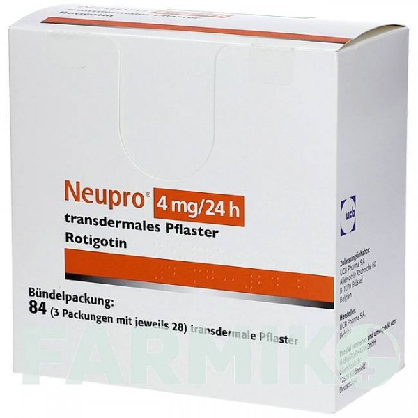 НЬЮПРО (NEUPRO) 4 мг/24 ч пластырь 84 шт - Ротиготин HAEMATO PHARM