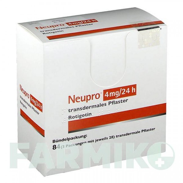 НЬЮПРО (NEUPRO) 4 мг/24 ч пластырь 84 шт - Ротиготин UCB PHARMA
