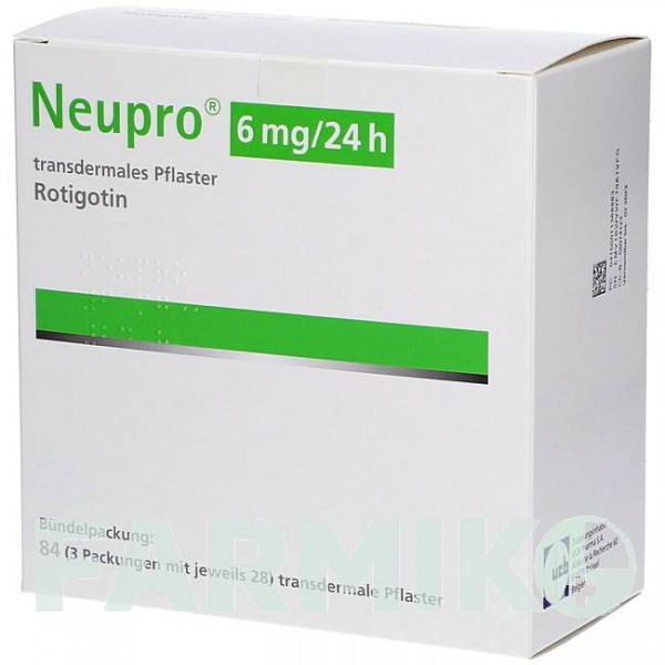 НЬЮПРО (NEUPRO) 6 мг/24 год пластир 84 шт - Ротиготин ORIFARM