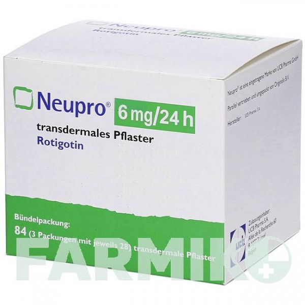 НЬЮПРО (NEUPRO) 6 мг/24 ч пластырь 84 шт - Ротиготин ORIGINALIS