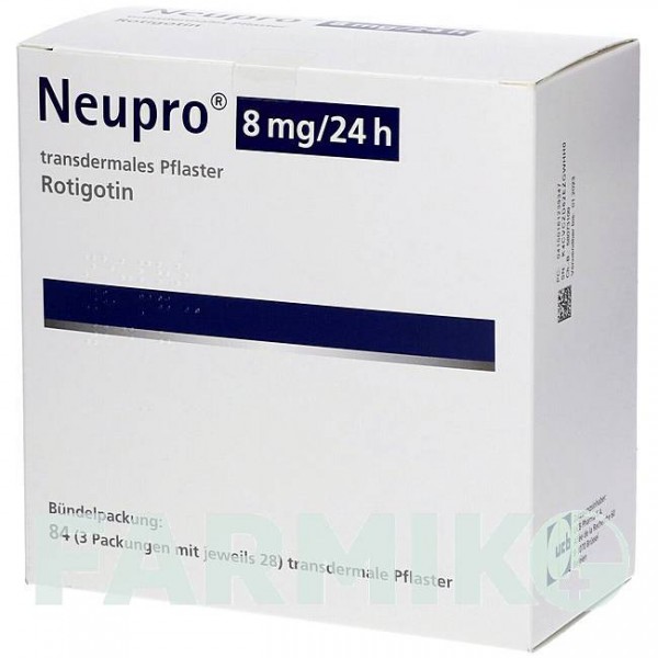 НЬЮПРО (NEUPRO) 8 мг/24 ч пластырь 84 шт - Ротиготин 1 0 1 CAREFARM