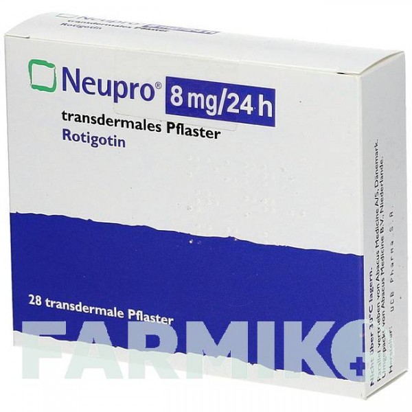 НЬЮПРО (NEUPRO) 8 мг/24 ч пластырь 28 шт - Ротиготин ABACUS MEDICINE