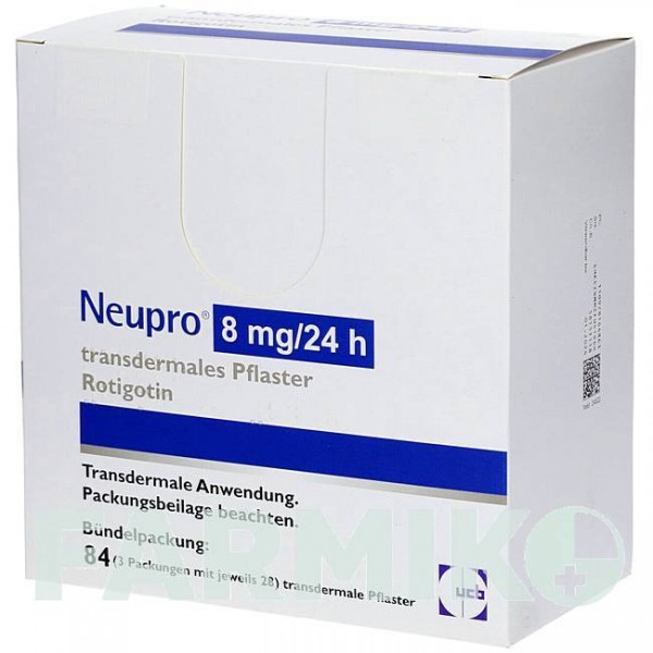 НЬЮПРО (NEUPRO) 8 мг/24 год пластир 84 шт - Ротиготин AXICORP PHARMA