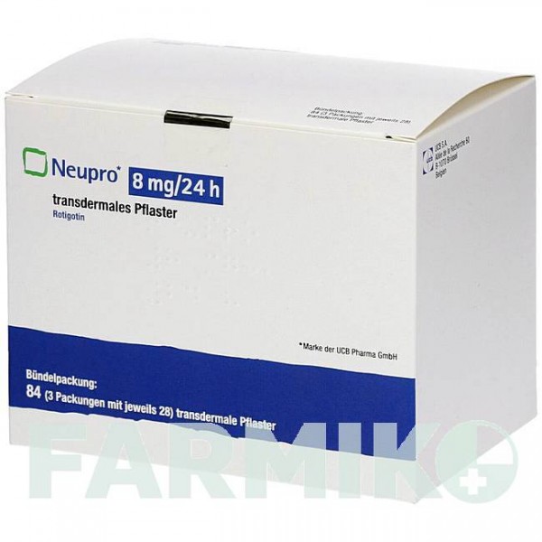 НЬЮПРО (NEUPRO) 8 мг/24 ч пластырь 84 шт - Ротиготин EMRA-MED