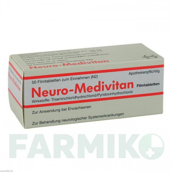 НЕЙРО МЕДІВІТАН (NEURO MEDIVITAN) таблетки 50 шт - Вітамін B1 (Тіамін), Вітамін B6 (Піридоксин) MEDICE PUTTER