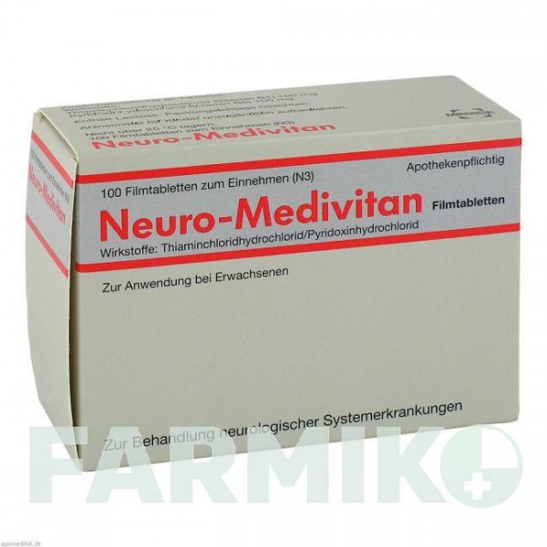 НЕЙРО МЕДИВИТАН (NEURO MEDIVITAN) таблетки 100 шт - Витамин B1 (Тиамин), Витамин B6 (Пиридоксин) MEDICE PUTTER