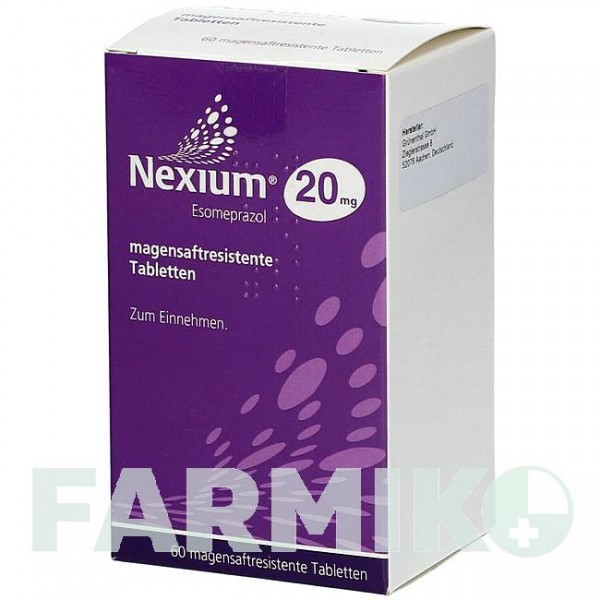 НЕКСИУМ (NEXIUM) 20 мг таблетки 60 шт - Эзомепразол AXICORP PHARMA