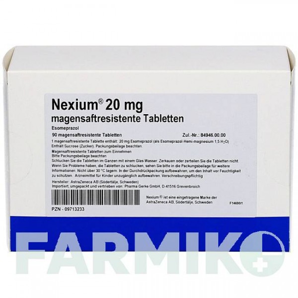 НЕКСІУМ (NEXIUM) 20 мг таблетки 90 шт - Езомепразол PHARMA GERKE