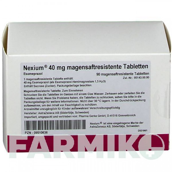 НЕКСИУМ (NEXIUM) 40 мг таблетки 90 шт - Эзомепразол PHARMA GERKE