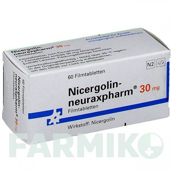 НІЦЕРГОЛІН (NICERGOLIN) 30 мг таблетки 60 шт - Ніцерголін NEURAXPHARM