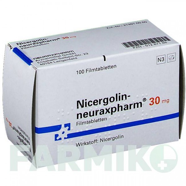 НИЦЕРГОЛИН (NICERGOLIN) 30 мг таблетки 100 шт - Ницерголин NEURAXPHARM
