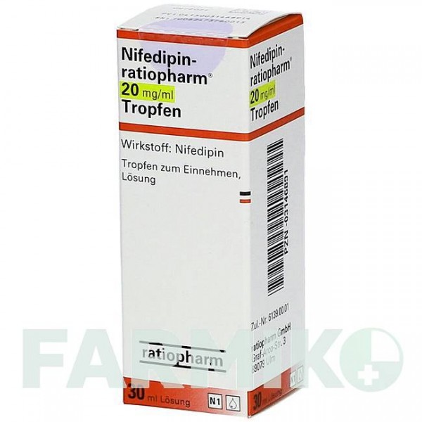 НИФЕДИПИН (NIFEDIPIN) 20 мг/мл капли 30 мл - Нифедипин RATIOPHARM