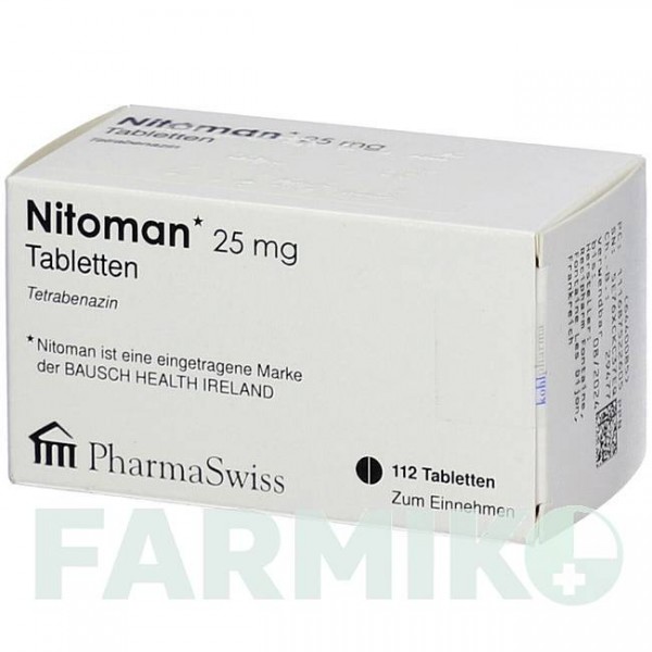 НІТОМАН (NITOMAN) 25 мг таблетки 112 шт - Тетрабеназин KOHLPHARMA