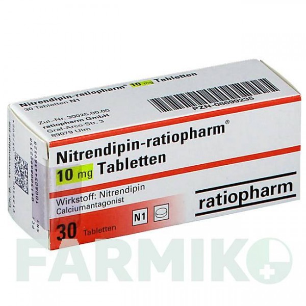 НИТРЕНДИПИН (NITRENDIPIN) 10 мг таблетки 30 шт - Нитрендипин RATIOPHARM