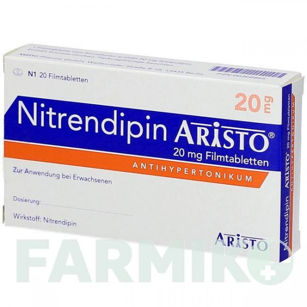 НІТРЕНДИПІН (NITRENDIPIN) 20 мг таблетки 20 шт - Нітрендипін ARISTO PHARMA