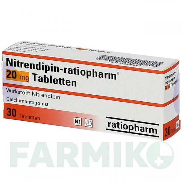 НИТРЕНДИПИН (NITRENDIPIN) 20 мг таблетки 30 шт - Нитрендипин RATIOPHARM