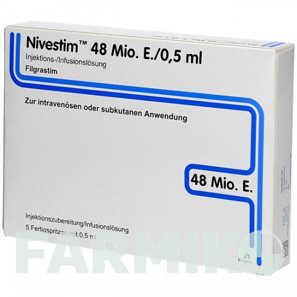 НИВЕСТИМ (NIVESTIM) 48 млн. ЕД/0,5 мл раствор 5 шт - Филграстим PFIZER