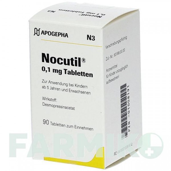 НОКУТИЛ (NOCUTIL) 0,1 мг таблетки 90 шт - Десмопресин APOGEPHA