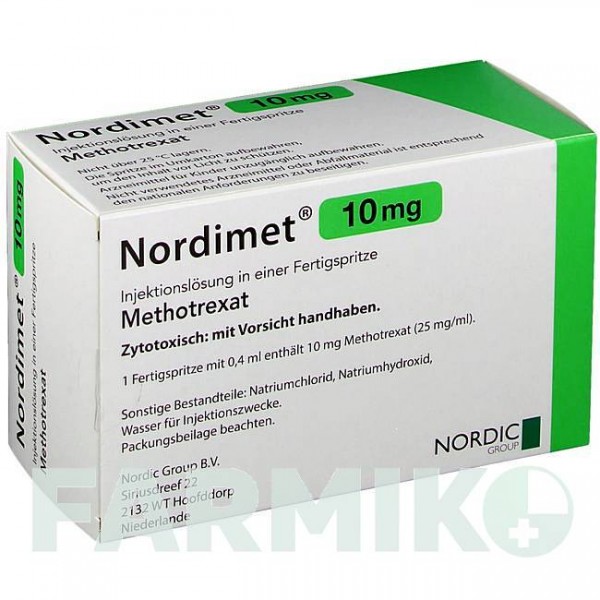 НОРДИМЕТ (NORDIMET) 10 мг шприци 4 шт - Метотрексат NORDIC PHARMA