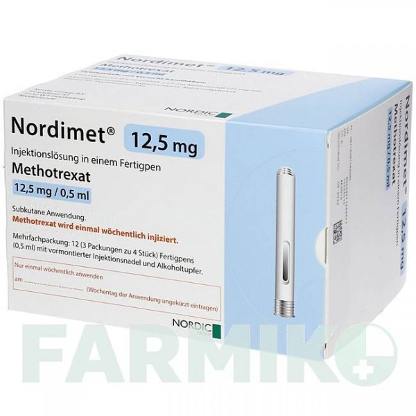 НОРДИМЕТ (NORDIMET) 12,5 мг раствор 12 шт - Метотрексат NORDIC PHARMA