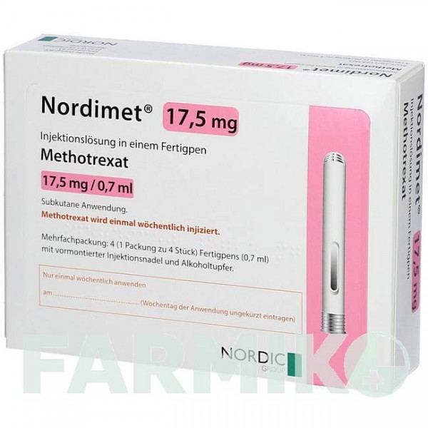 НОРДІМЕТ (NORDIMET) 17,5 мг розчин 4 шт - Метотрексат NORDIC PHARMA