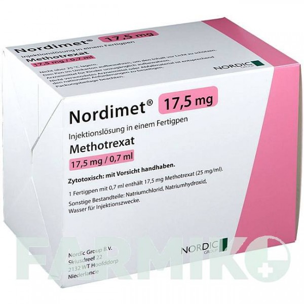 НОРДИМЕТ (NORDIMET) 17,5 мг раствор 12 шт - Метотрексат NORDIC PHARMA