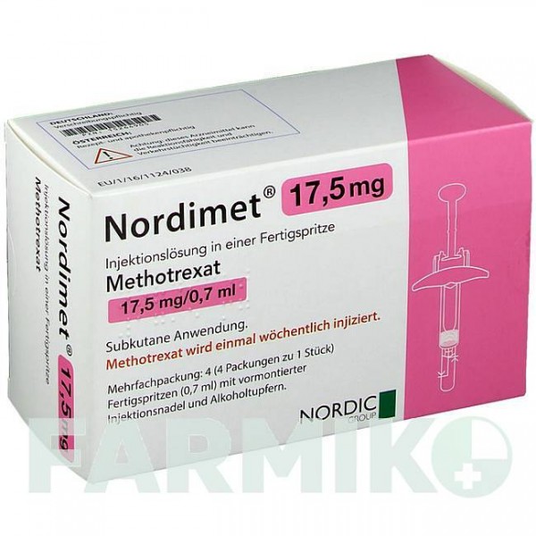 НОРДИМЕТ (NORDIMET) 17,5 мг шприци 4 шт - Метотрексат NORDIC PHARMA