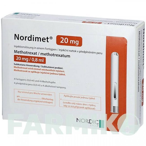 НОРДИМЕТ (NORDIMET) 20 мг раствор 4 шт - Метотрексат NORDIC PHARMA