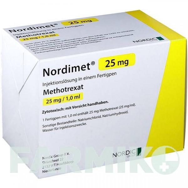 НОРДИМЕТ (NORDIMET) 25 мг раствор 12 шт - Метотрексат NORDIC PHARMA