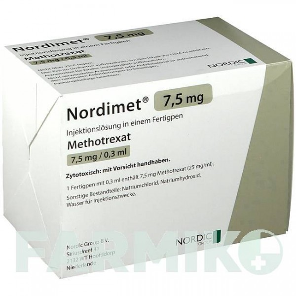 НОРДІМЕТ (NORDIMET) 7,5 мг розчин 1 шт - Метотрексат NORDIC PHARMA