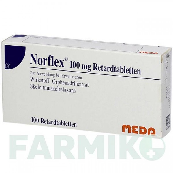 НОРФЛЕКС (NORFLEX) таблетки 100 шт - Орфенадрин MEDA PHARMA