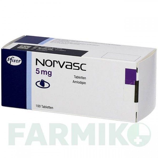 НОРВАСК (NORVASC) 5 мг таблетки 100 шт - Амлодипін EMRA-MED