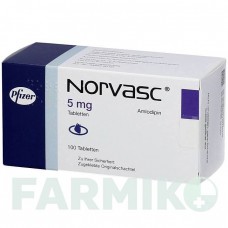НОРВАСК (NORVASC) 5 мг таблетки 100 шт - Амлодипін ORIFARM