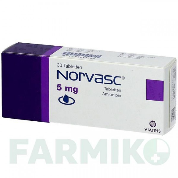 НОРВАСК (NORVASC) 5 мг таблетки 30 шт - Амлодипін VIATRIS